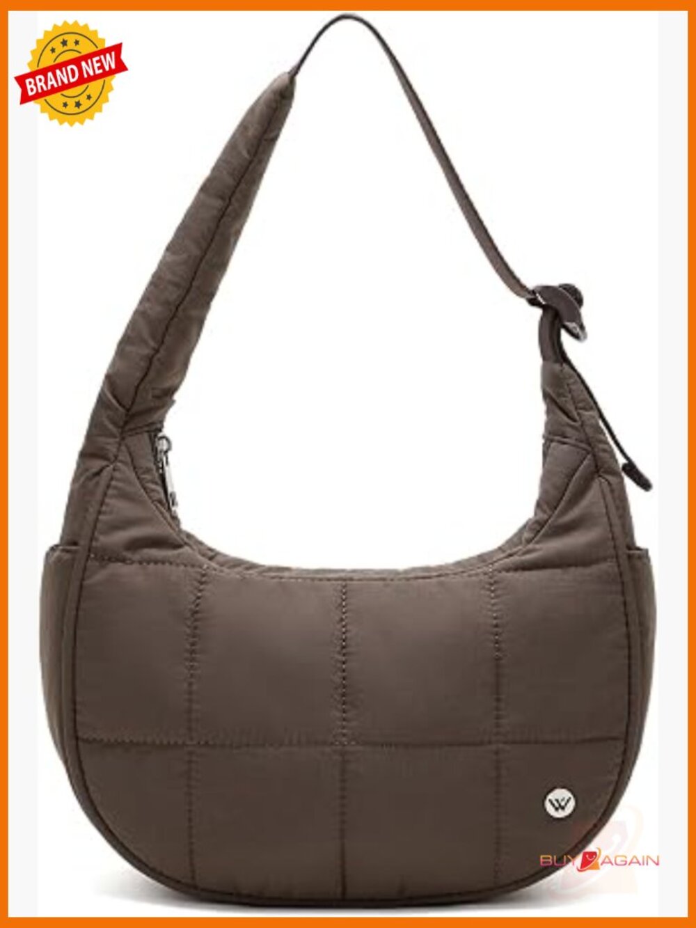 Small Puffer Crescent Shoulder Bag Nylon Quilted Handbag Puffy Crossbody